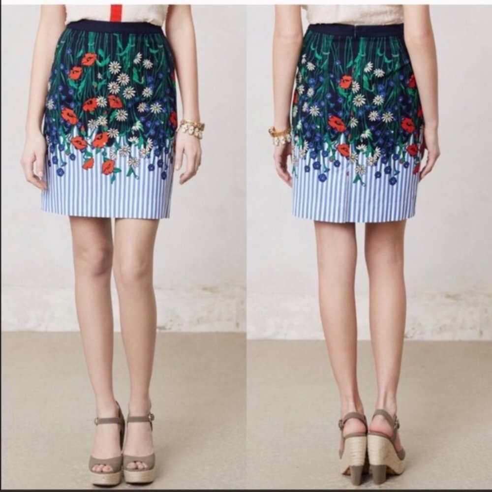 Anthropologie Postmark Vertical Garden Skirt Sz 8